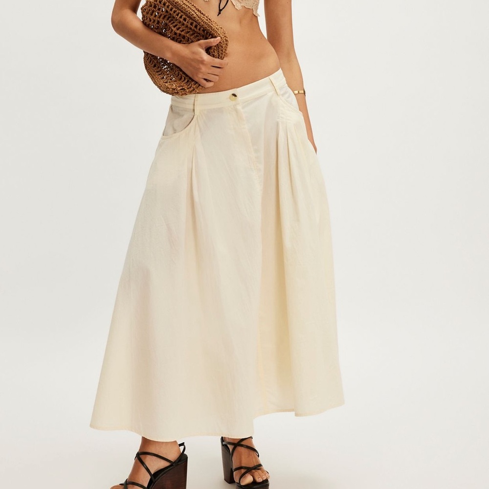 NWT FREE PEOPLE ALL AROUND MIDI SKIRT Parchment